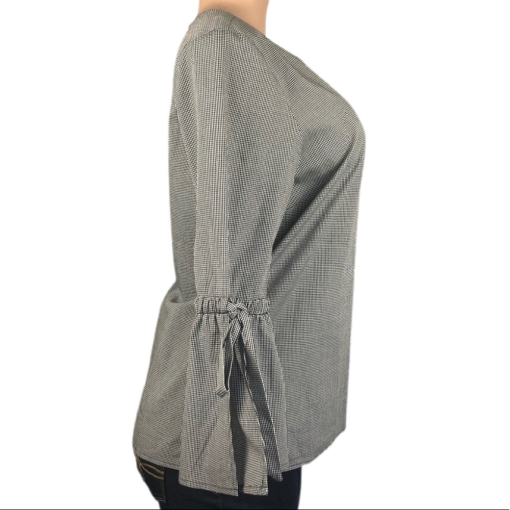 J. Crew Blouse Bell Sleeve Top Gingham Plaid - Picture 4 of 14